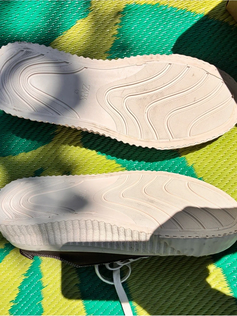 ZARA Brown and White Low-Top Canvas Sneakers Euro 42